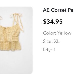 American Eagle Outfitters Yellow Checkered Peplum Blouse